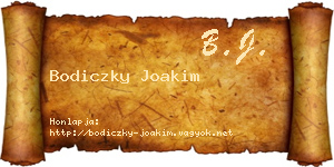 Bodiczky Joakim névjegykártya
